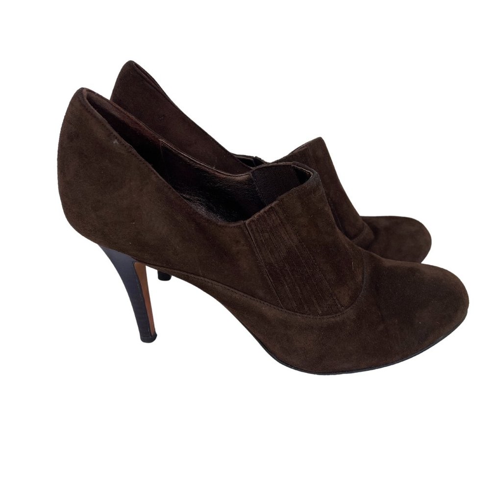 Cole Haan Nike Air Slip On Round Toe Talia Suede Stiletto Bootie Brown Size 11B